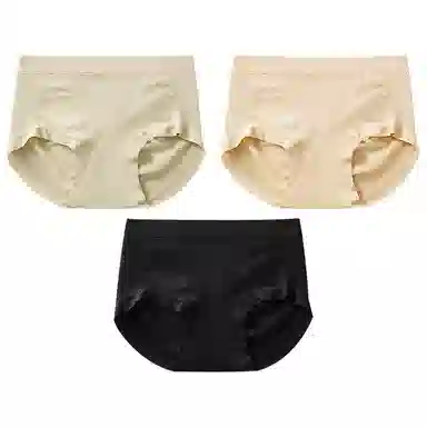 二三二三 抗菌裆中腰无缝包臀舒适抗菌透气三角内裤 女款 组合装