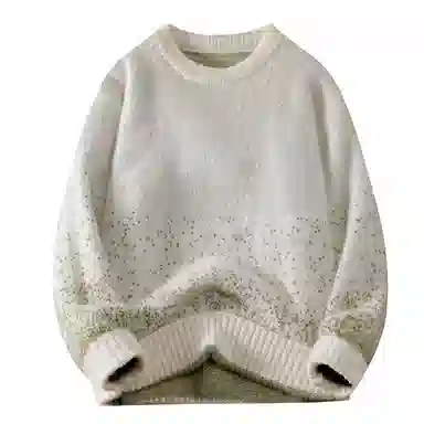 基础款渐变套头圆领保暖舒适百搭加绒宽松不扎身弹力内搭厚款长袖针织毛衣 男女同款