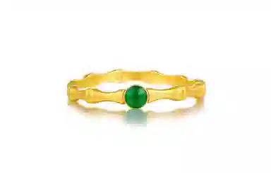 曼卡龙 节节高升 新中式风格古法竹节显气质 足金 按克计价 黄金戒指 女款