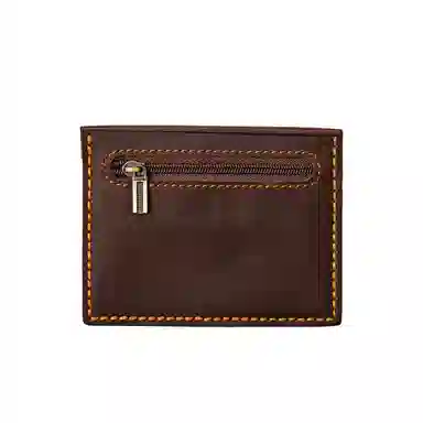 后步 复古纯手工蜡线缝制简约超薄日常通勤 头层牛皮真皮 零钱驾驶证卡包 常规 男女同款情侣款 咖啡色/黑色/孔雀蓝