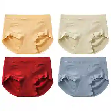 二三二三 抗菌裆中腰无缝包臀舒适抗菌透气三角内裤 女款 组合装