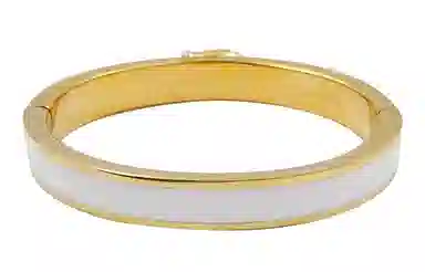COACH C Hinged Bangle White/Gold