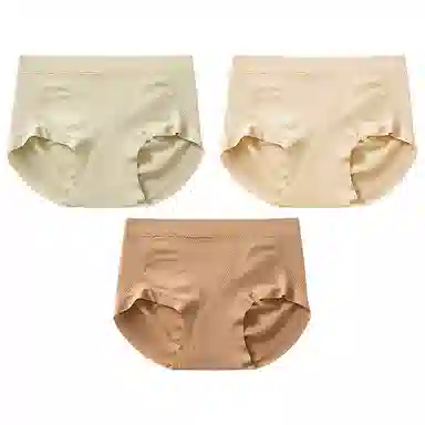 二三二三 抗菌裆中腰无缝包臀舒适抗菌透气三角内裤 女款 组合装
