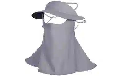 优幽兰 大帽檐遮阳户外出游全脸防紫外线透气脸基尼帽子一体护颈口罩骑行开车 聚酯纤维 防晒面罩 女款