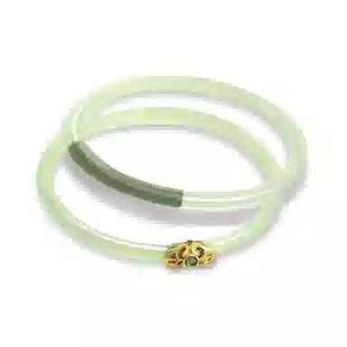 谧月珠宝 宫典国潮风一步一响 小众设计民国风古风叠戴细条绿色缠绕气质轻奢民族风 玉髓 玉石手镯 男女同款情侣款