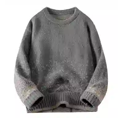 基础款渐变套头圆领保暖舒适百搭加绒宽松不扎身弹力内搭厚款长袖针织毛衣 男女同款