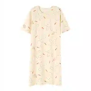 莫代尔 舒适柔软细腻微弹透气耐磨亲肤可居家休闲可外穿短袖睡裙 女款 杏色