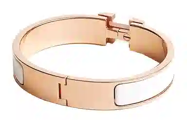 Hermes Clic H Bracelet Rose Gold/White