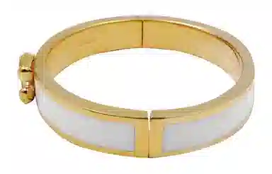 COACH C Hinged Bangle White/Gold