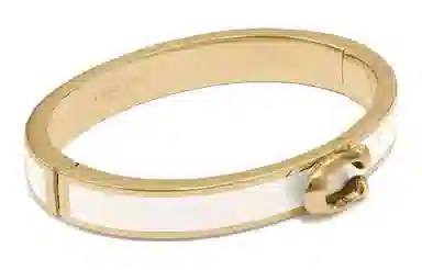 COACH C Hinged Bangle White/Gold