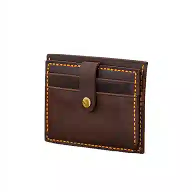 后步 复古纯手工蜡线缝制简约超薄日常通勤 头层牛皮真皮 零钱驾驶证卡包 常规 男女同款情侣款 咖啡色/黑色/孔雀蓝