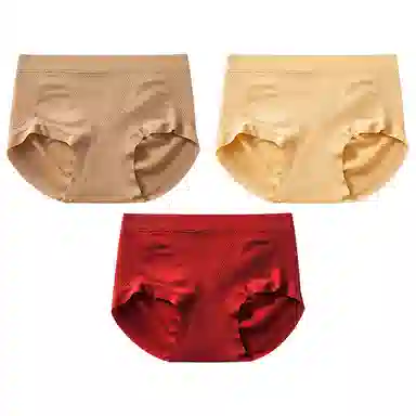 二三二三 抗菌裆中腰无缝包臀舒适抗菌透气三角内裤 女款 组合装