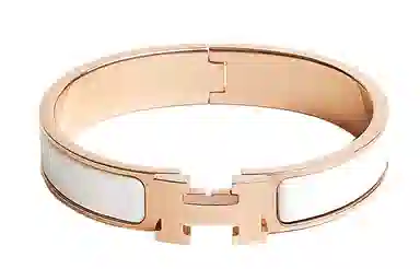 Hermes Clic H Bracelet Rose Gold/White