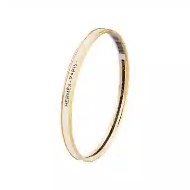 Hermes Enamel Letter Bracelet Rose Gold Cream