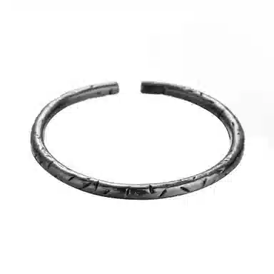 豫银 岁月篆刻 • 古风时光系列手工抛光纹理 钛合金 开口手镯 男款