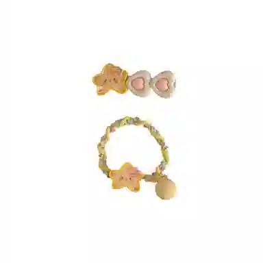 水中玉 黄色星星发卡发圈可爱夹子头饰气质橡皮筋高弹力耐用头绳扎头发绳 发夹 女款