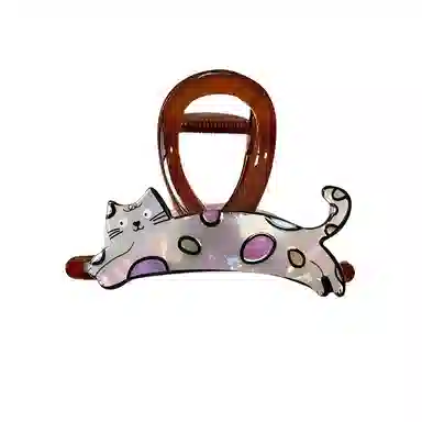 水中玉 焦糖色猫咪抓夹女韩系趣味创意刘海夹发卡可爱百搭鲨鱼夹子头饰 发夹 女款