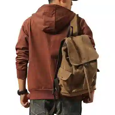 季言 纯色休闲重磅卫衣 男款 砖红色