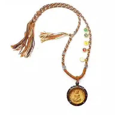 玉临门 国风民族风顺心如意地藏王菩萨圆形唐卡 合金 吊坠 男女同款情侣款