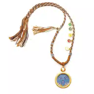 玉临门 国风消灾解难 绿度母可爱版唐卡热贡手绘 合金 吊坠 男女同款情侣款