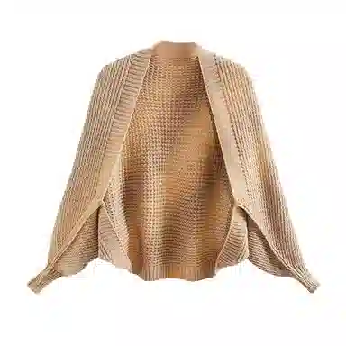 北极绒 针织镂空外搭春秋季 时尚宽松装饰长袖蝙蝠袖 披肩 女款