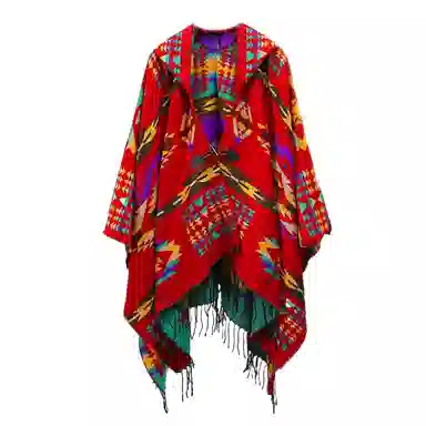 北极绒 民族风外搭披风旅游拍照 披肩 女款