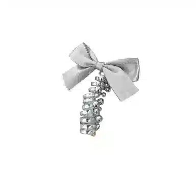 水中玉 银色韩系蝴蝶结发圈电话线发绳女高级感扎头甜美编发神器 头绳 女款