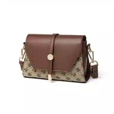 红蜻蜓 复古老花设计撞色百搭洋气 超细纤维合成革 斜挎包 女款 摩卡棕