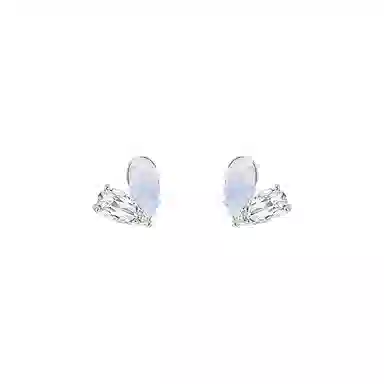 芒果饰品 轻奢高级感独特设计冰透蓝爱心 锆石 铜 耳钉 女款