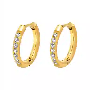 恋朵 气质 镶锆耳圈 钛钢 耳环 女款