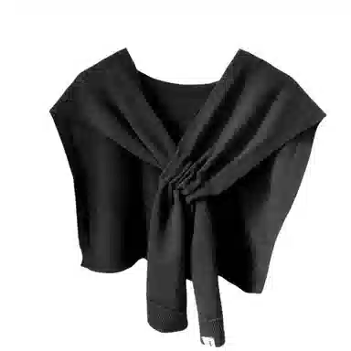 北极绒 针织外搭秋冬季韩版交叉洋气搭肩穿孔小坎肩 披肩 女款