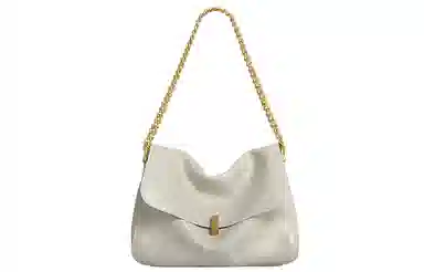 妙迪 高级感小众时尚简约百搭上班通勤 牛皮 链条托特包腋下包手提单肩斜挎包大包包 大号 女款 星光白/复古棕/月光银