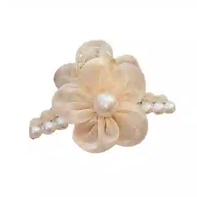 妖娆猫 超仙网纱珍珠花朵后脑勺气质盘发鲨鱼夹发卡韩式高级感 发夹 女款