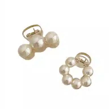 妖娆猫 韩国气质优雅人造珍珠夏季小巧可爱夹子精致半抓发鲨鱼夹后脑勺洗脸 发夹 女款