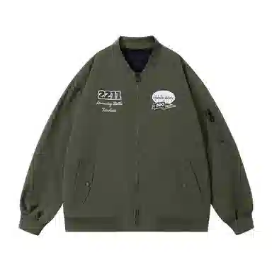 三体 水滴系列 简约基础款纯色拉链字母印花保暖防风棒球领开衫飞行服户外工装机能风美式复古高街潮牌个性夹克外套 男女同款