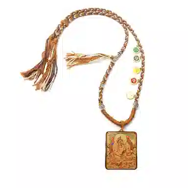 玉临门 新中式民族风财源广进黄财神唐卡热贡手绘 合金 项坠/吊坠 男女同款情侣款 礼盒包装