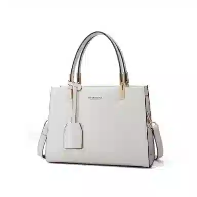 红蜻蜓 真皮时尚潮流拉链开合 牛皮 斜挎单肩包手提包 中号 女款 米白色