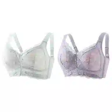 莫代尔 蕾丝聚拢无痕裸感大胸显小吸湿透气无痕美背无钢圈收副乳防下垂文胸 女款 组合装