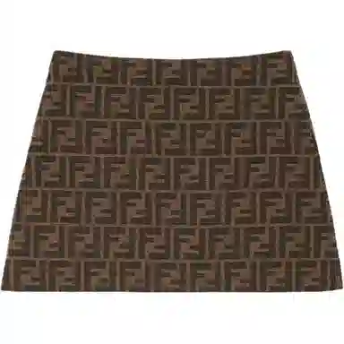 Fendi SS24 Embroidered Zip Skirt Brown