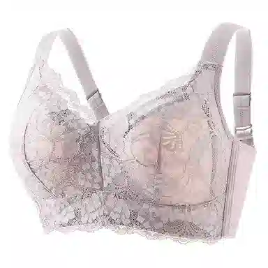 莫代尔 蕾丝聚拢无痕裸感大胸显小吸湿透气无痕美背无钢圈收副乳防下垂文胸 女款 组合装