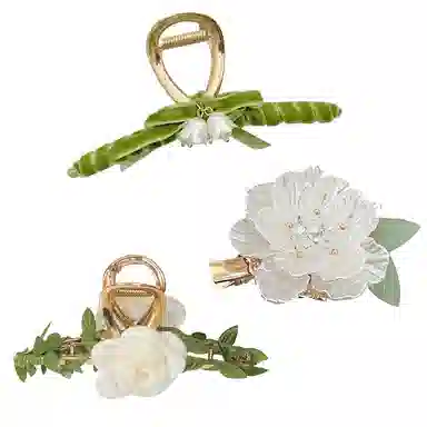 妖娆猫 小花藤花朵超仙后脑勺盘发鲨鱼气质夹甜美复古叶子发卡夹子 发夹 女款