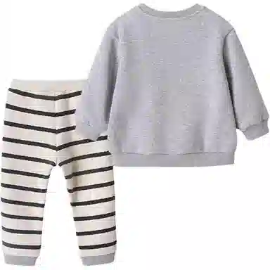 中小童 英氏 字母印花圆领长袖卫衣条纹长裤休闲运动套装
