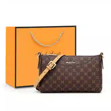 Mashalanti PVC Shoulder Bag Deep Brown Apricot