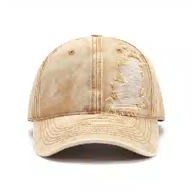 山一丸 光板水洗软顶破洞磨破户外透气个性 棉 鸭舌帽 男女同款情侣款