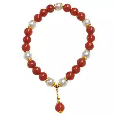 倾爱 圆珠 新中式气质黄金手饰品 玛瑙 玉石手串 女款