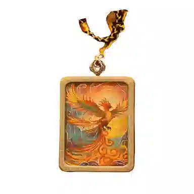 玉临门 中式民族风代表吉祥和平与幸凤鸣九天凤凰唐卡热贡手绘 合金 项坠/吊坠 男女同款情侣款 送 男 女朋友 七 夕礼 物 礼盒包装