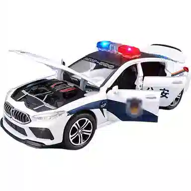 卡威 仿真警车玩具车 合金小汽车 警察车回力轿车摆件 成品模型