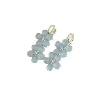 水中玉 可爱果冻色樱花发卡女侧边碎发刘海夹一字夹花朵夹子头饰 发夹 女款