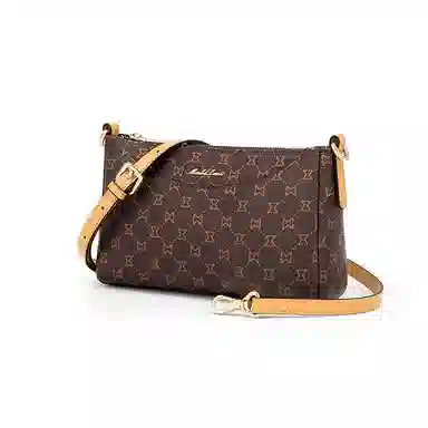 Mashalanti PVC Shoulder Bag Deep Brown Apricot