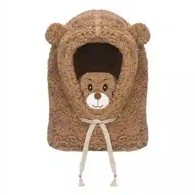 撞青春 可爱小熊护耳羊羔绒冬骑车防风 聚酯纤维 雷锋帽 女款